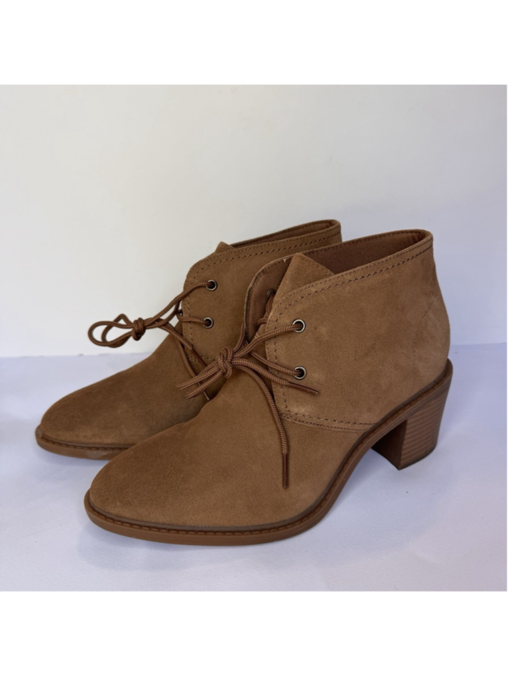 Clarks Collection Scene Ankle Boots Size:10 Dark Khaki Suede Lace-up EUC